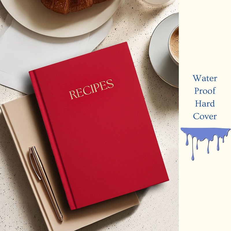 Paperell Recipe Book - Blank Recipe Book - Premium Water-Resistant Fabric Hard-Cover Recipe Journal - Recipe Notebook - Keepsake Gift for Mom - Red - Image 4